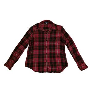 Chaps Red and Black Plaid Women's Long Sleeve Top